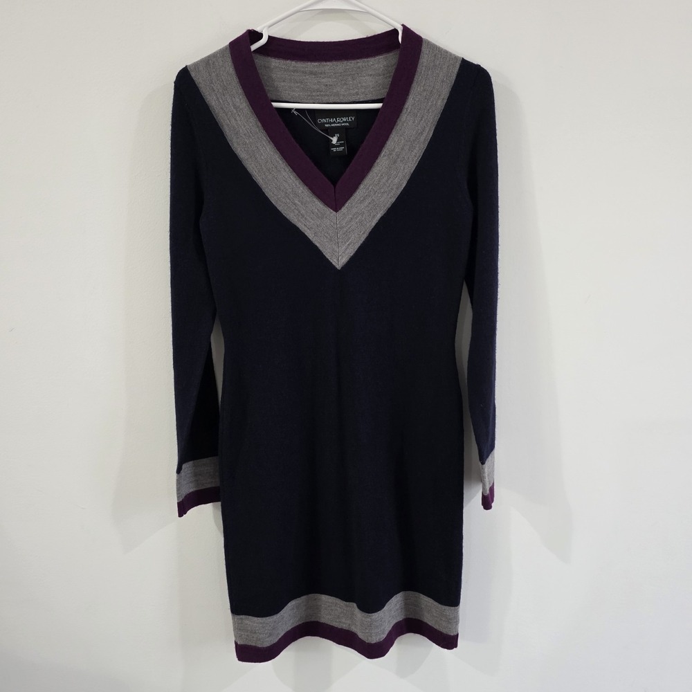 Cynthia Rowley Womens Merino Wool Dress Size Xs Fitted Sweater Mini